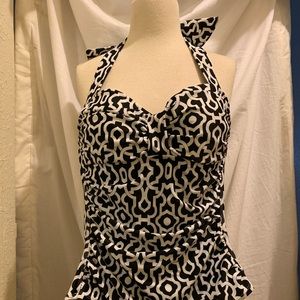 Size 12 black and white pattered swimsuit